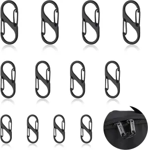 12Pcs Zipper Clips anti Theft Zipper Lock Clips Small Dual Locking Zipper Pull S Shaped Quick Disconnect Carabiner Clip Keeps Zippers Closed
