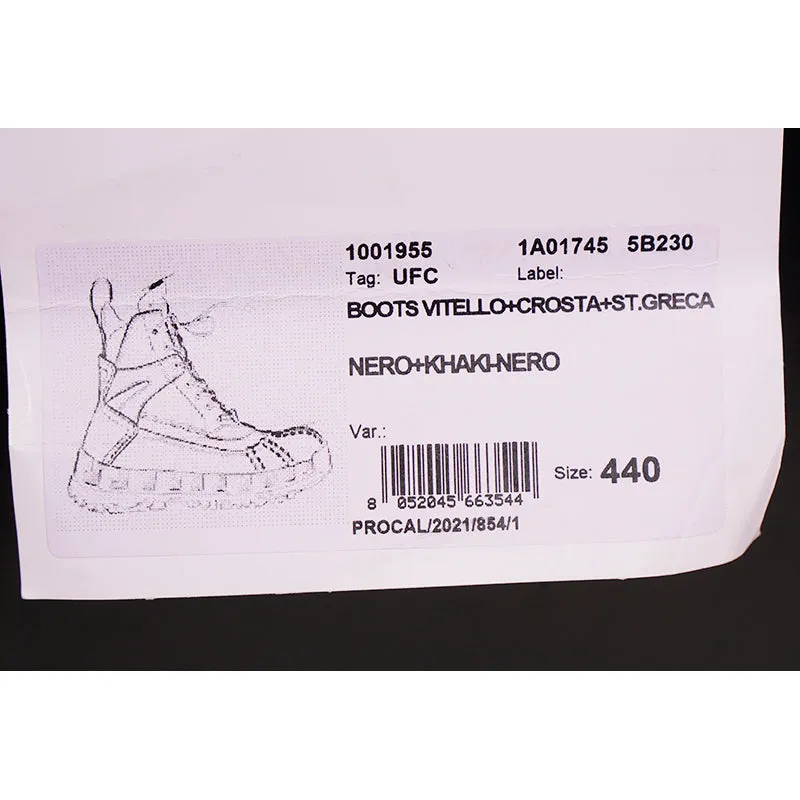 44 US 11 NEW $1125 VERSACE Men's GRECA Rhegis Coated Canvas & Leather DUCK BOOTS