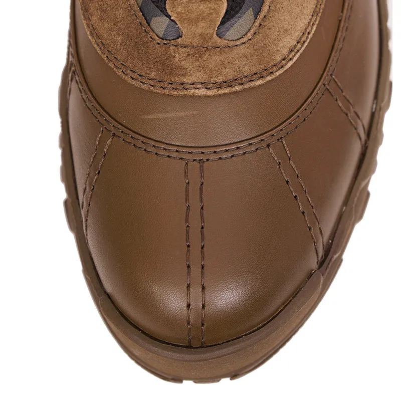 44 US 11 NEW $1125 VERSACE Men's GRECA Rhegis Coated Canvas & Leather DUCK BOOTS