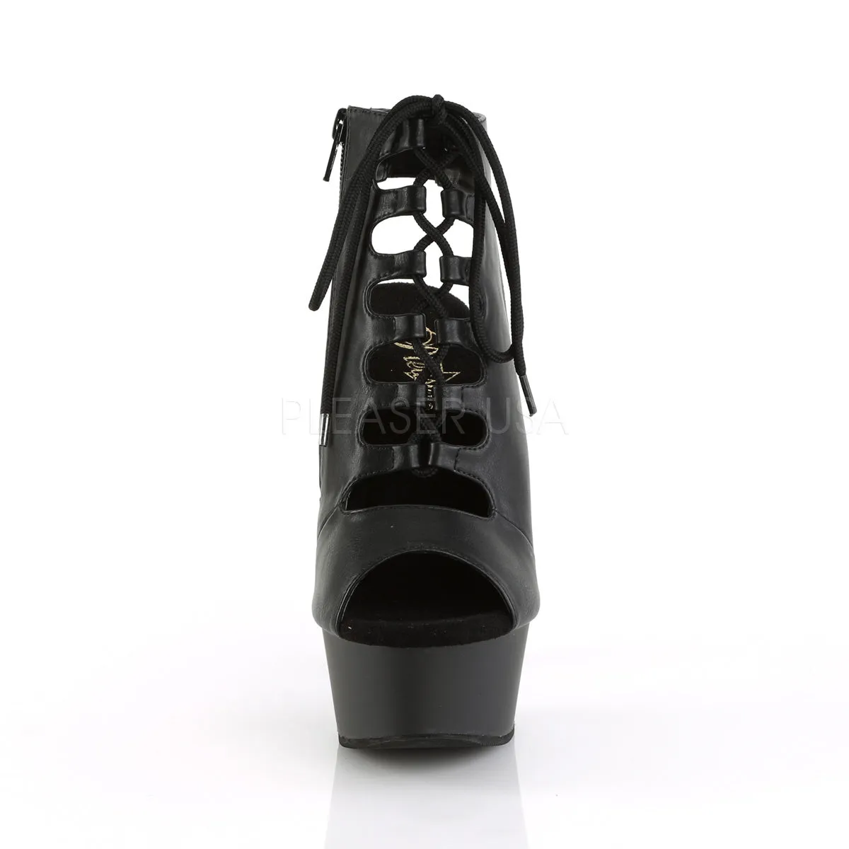 6 Inch Heel DELIGHT-600-20 Black Faux Leather