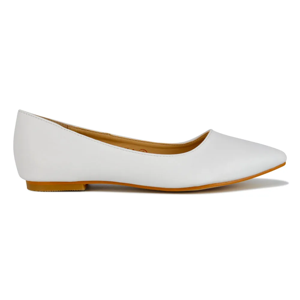 Alessia Flat Pointed Toe Low Heel Slip on Bridal Ballerina Pump Shoes in Pastel Pink