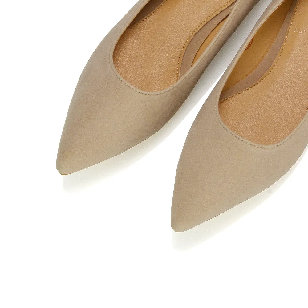 Alessia Flat Pointed Toe Low Heel Slip on Bridal Ballerina Pump Shoes in Pastel Pink