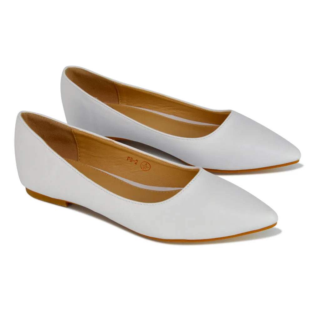 Alessia Flat Pointed Toe Low Heel Slip on Bridal Ballerina Pump Shoes in Pastel Pink
