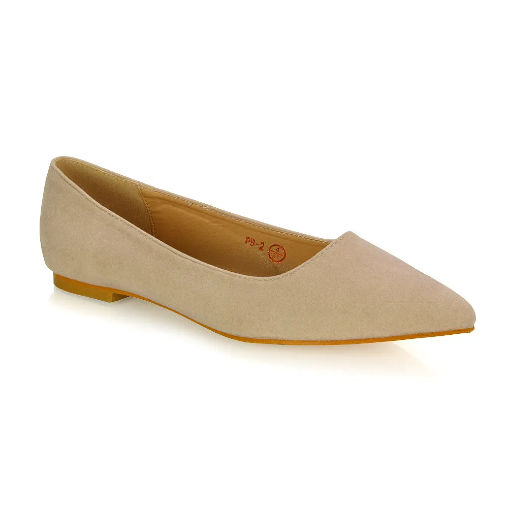 Alessia Flat Pointed Toe Low Heel Slip on Bridal Ballerina Pump Shoes in Pastel Pink