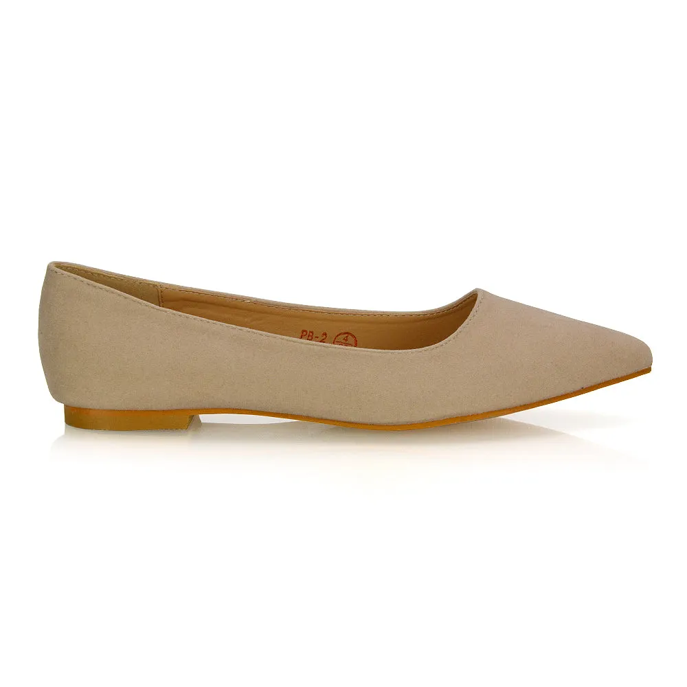 Alessia Flat Pointed Toe Low Heel Slip on Bridal Ballerina Pump Shoes in Pastel Pink