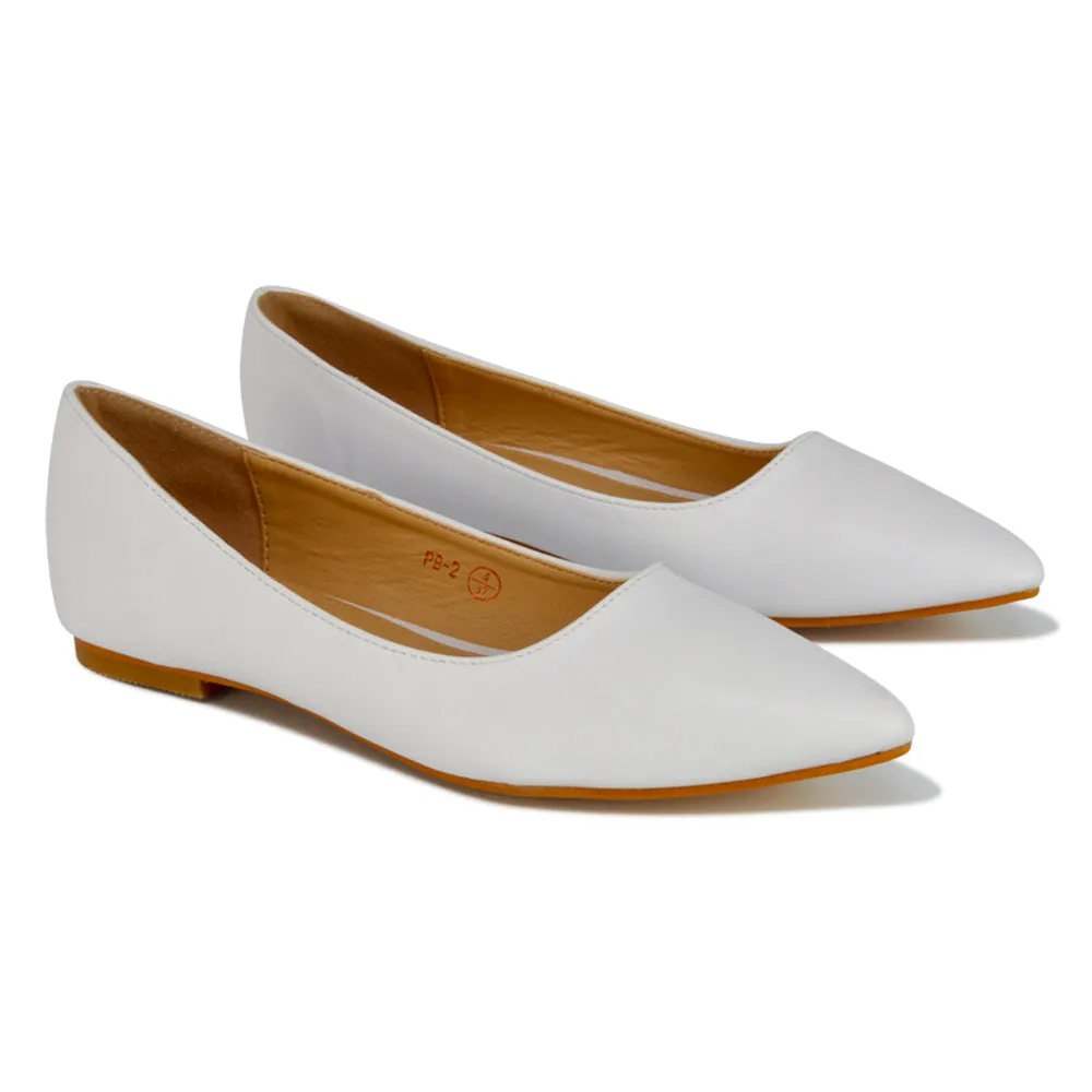Alessia Flat Pointed Toe Low Heel Slip on Bridal Ballerina Pump Shoes in Pastel Pink