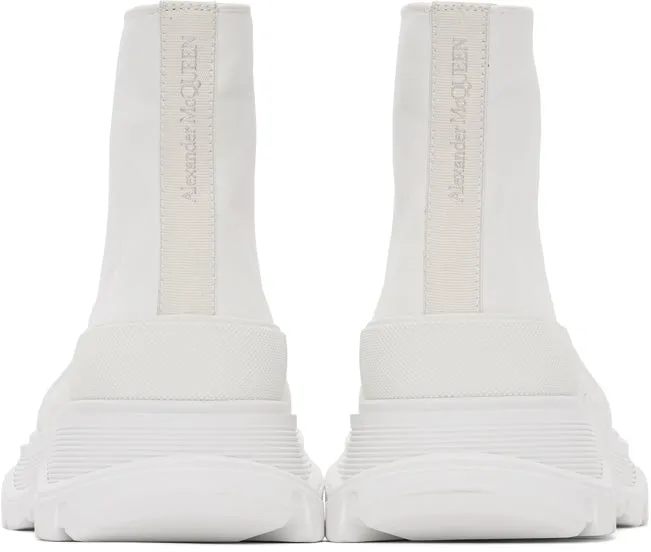 Alexander McQueen White Canvas Tread Slick Boots