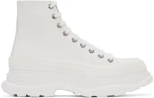 Alexander McQueen White Canvas Tread Slick Boots