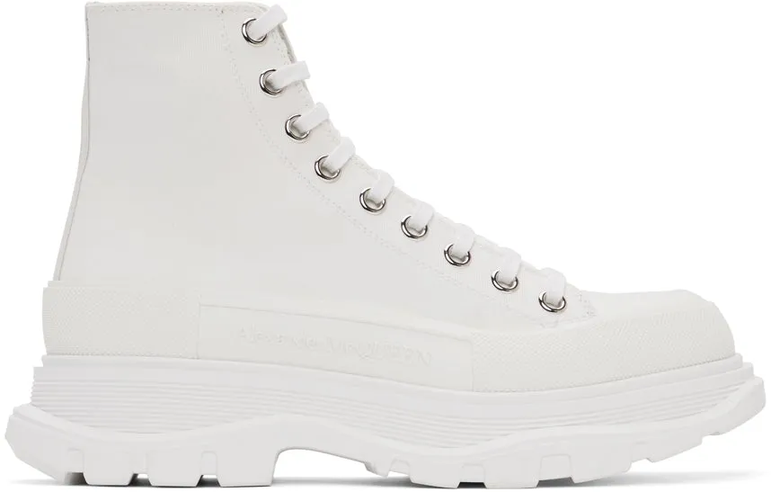 Alexander McQueen White Canvas Tread Slick Boots