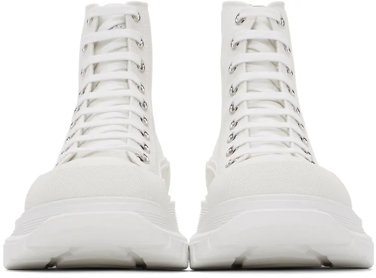 Alexander McQueen White Canvas Tread Slick Boots