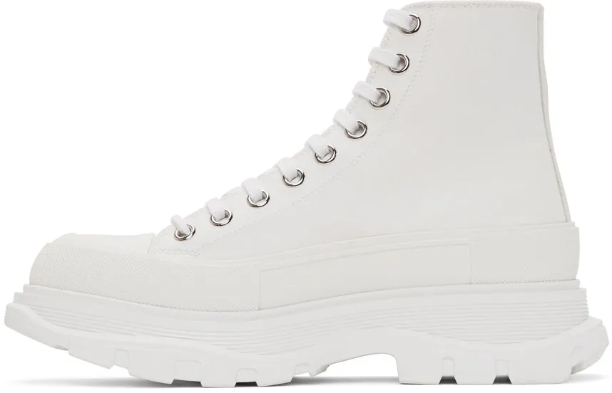 Alexander McQueen White Canvas Tread Slick Boots