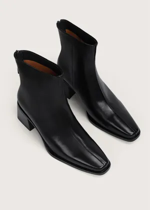Alina Block Heel Genuine Leather Booties