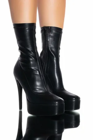 AZALEA WANG CECILIA STILETTO BOOTIE IN BLACK STRETCH