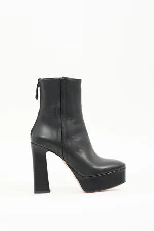 Black Leather Groove Platform Boot