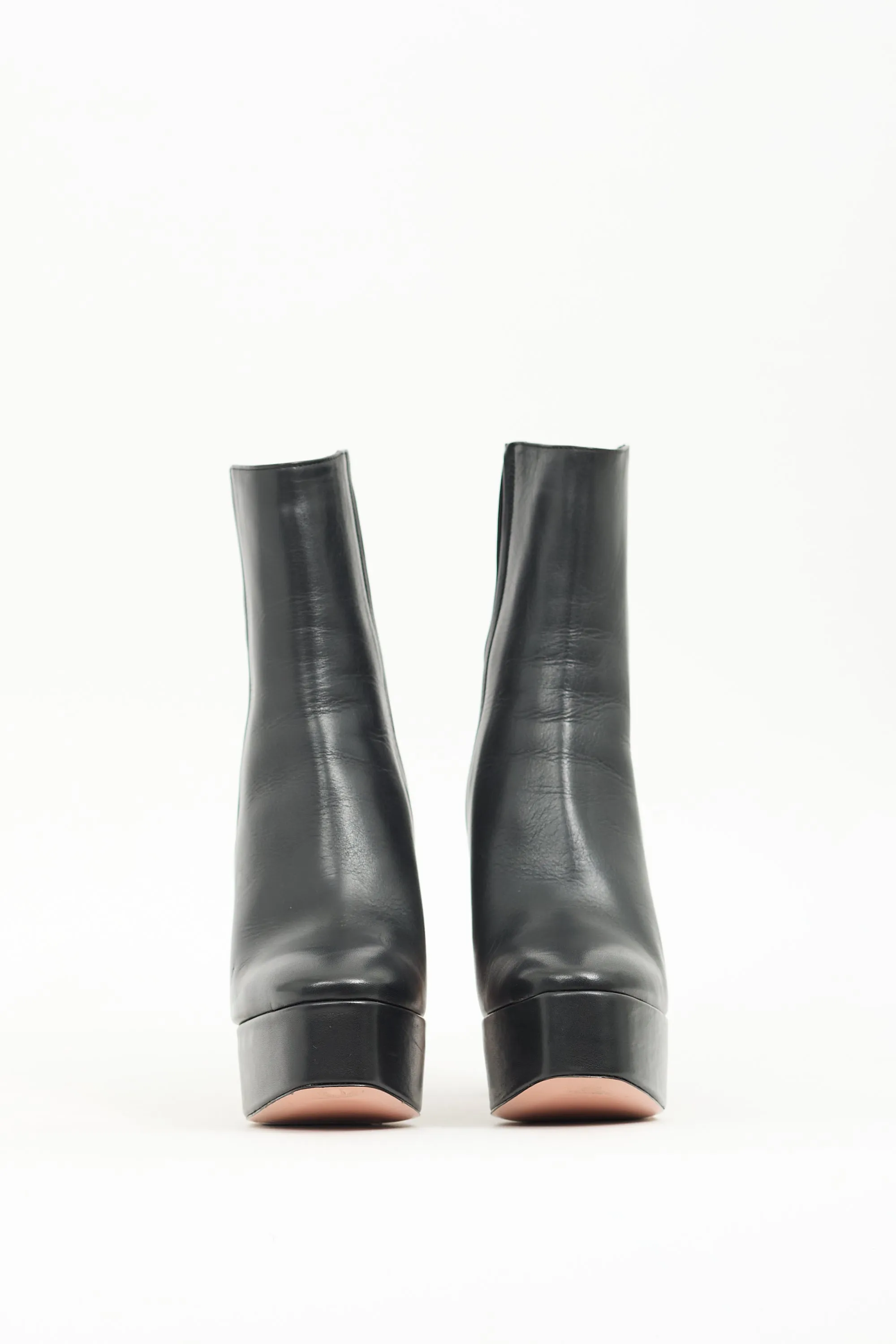 Black Leather Groove Platform Boot