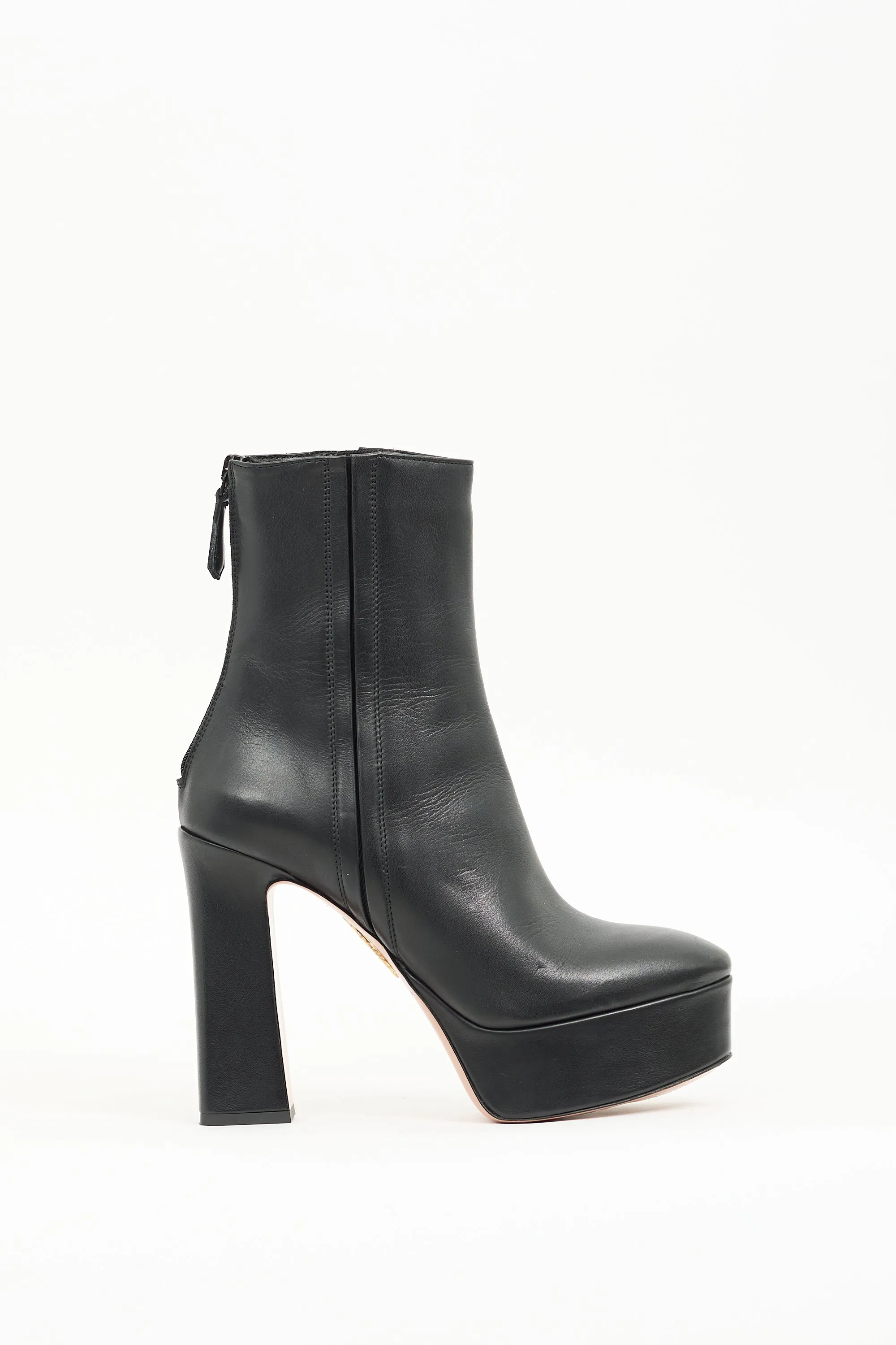Black Leather Groove Platform Boot