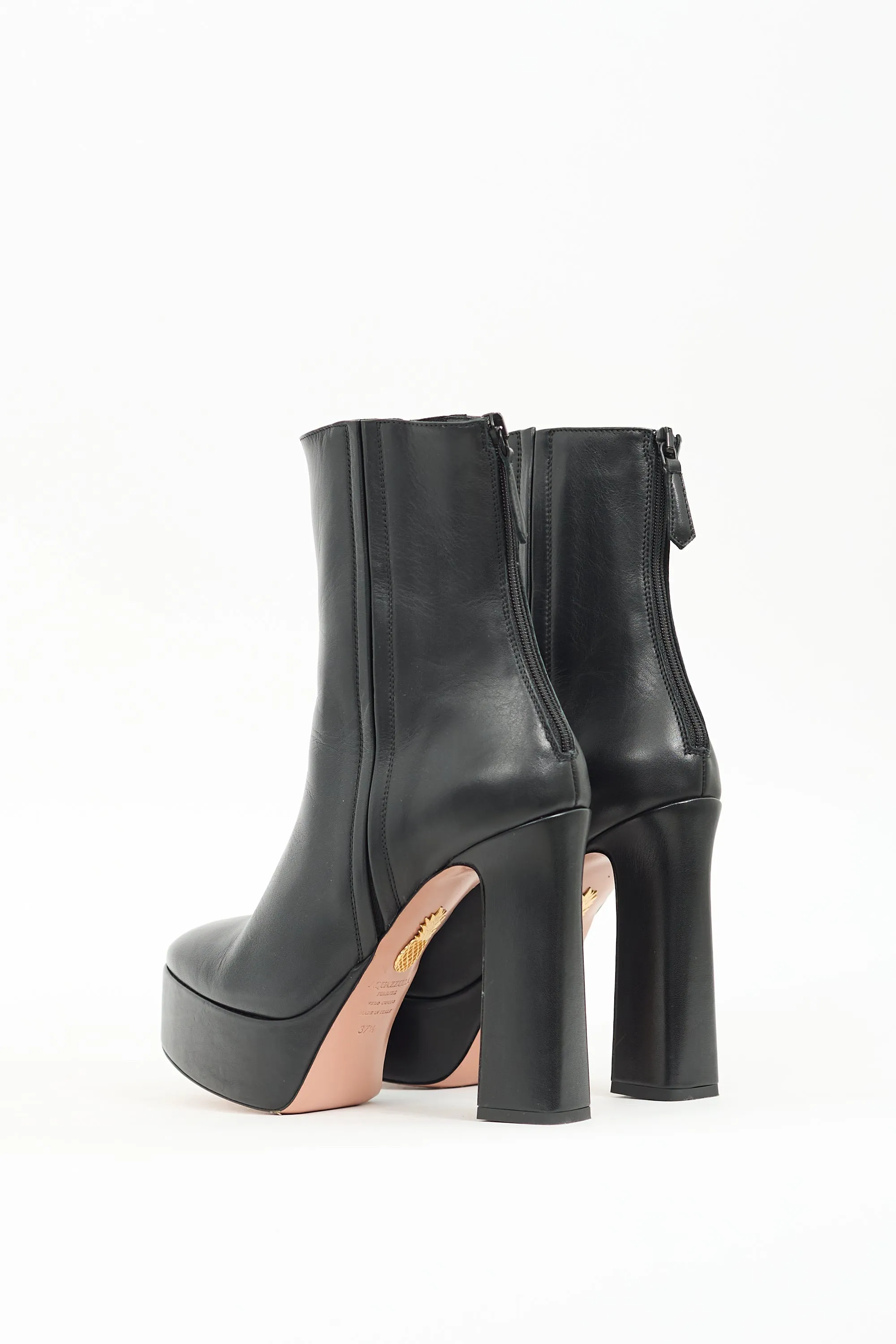 Black Leather Groove Platform Boot