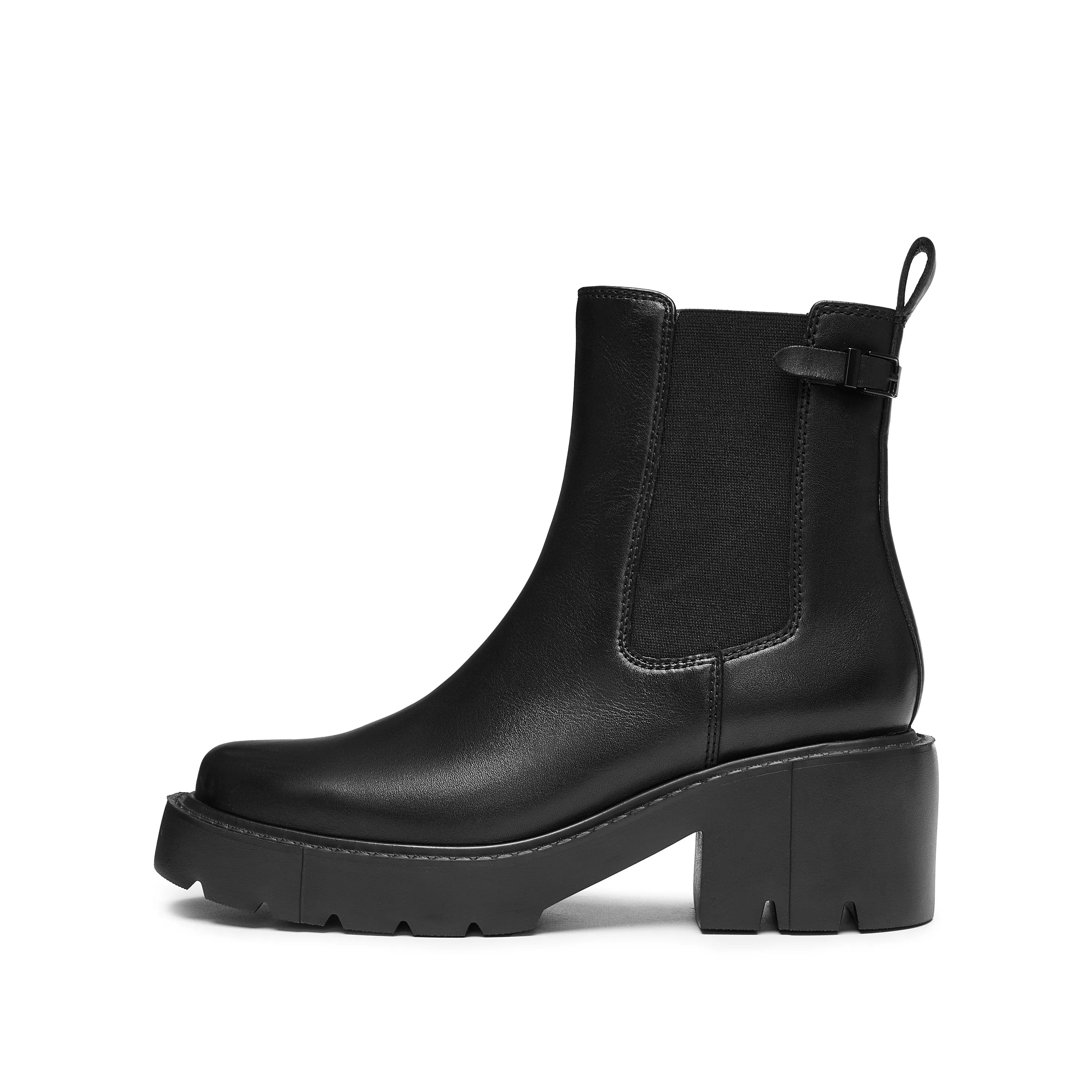 Black Leather Platform Ankle Charles Boots