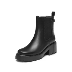 Black Leather Platform Ankle Charles Boots