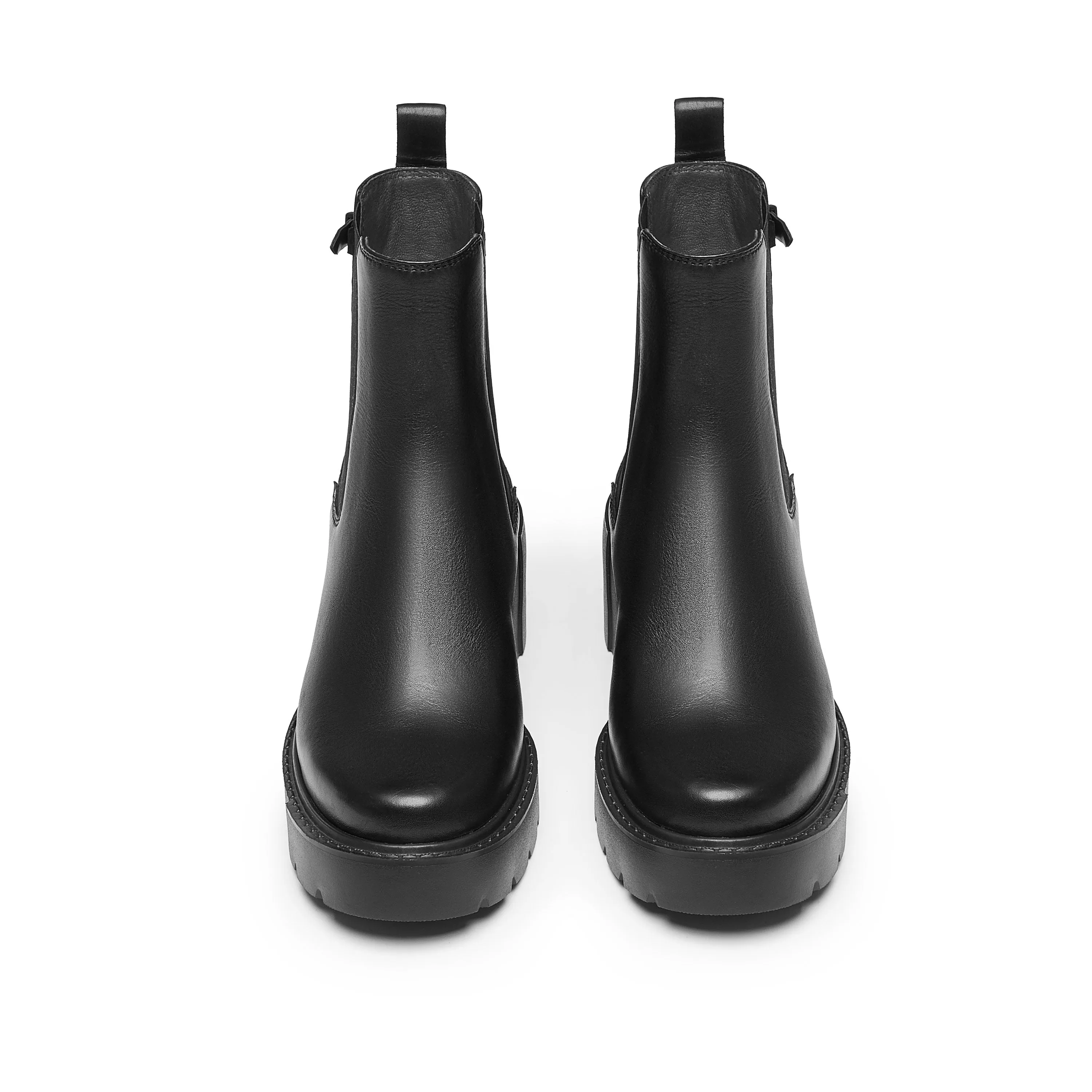 Black Leather Platform Ankle Charles Boots
