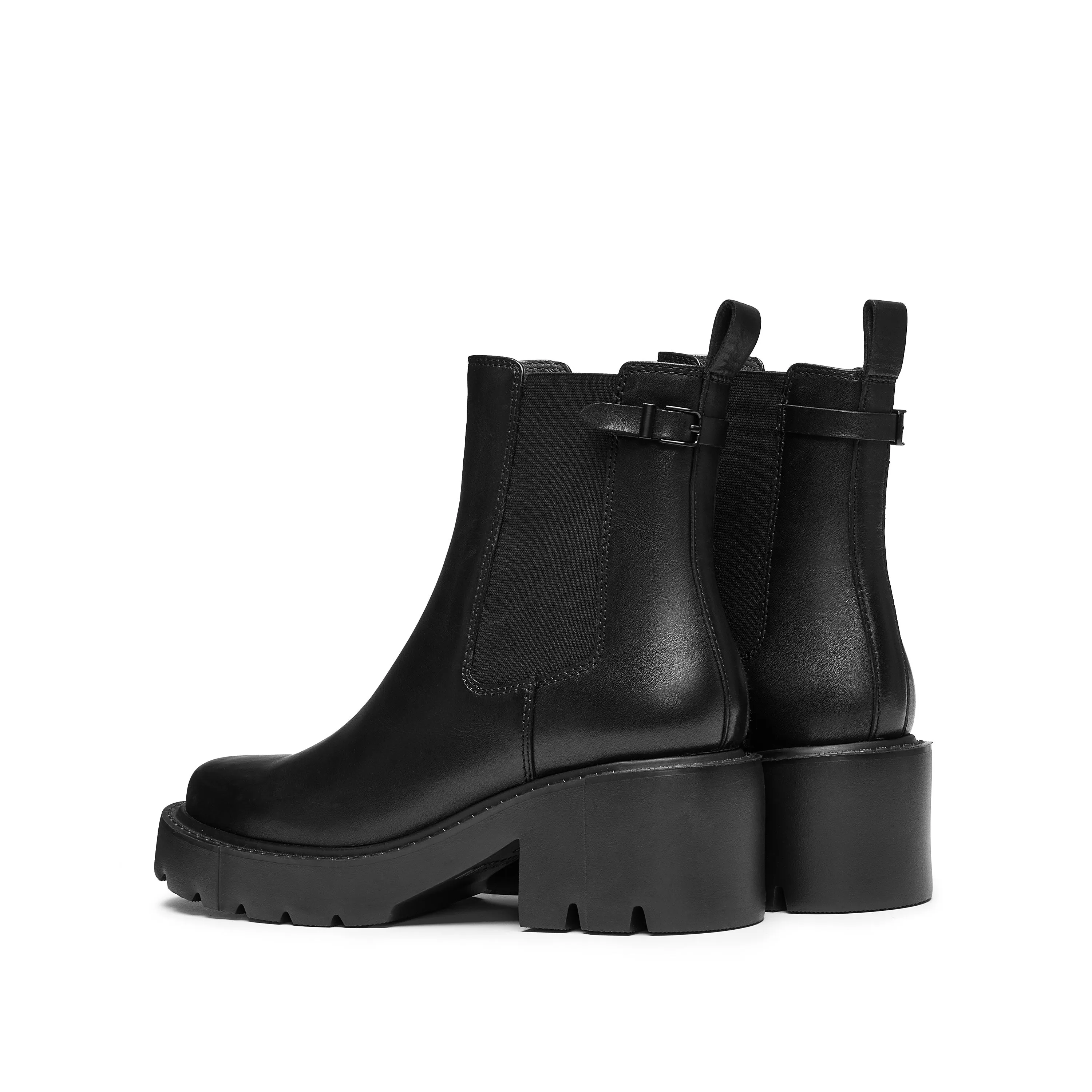 Black Leather Platform Ankle Charles Boots