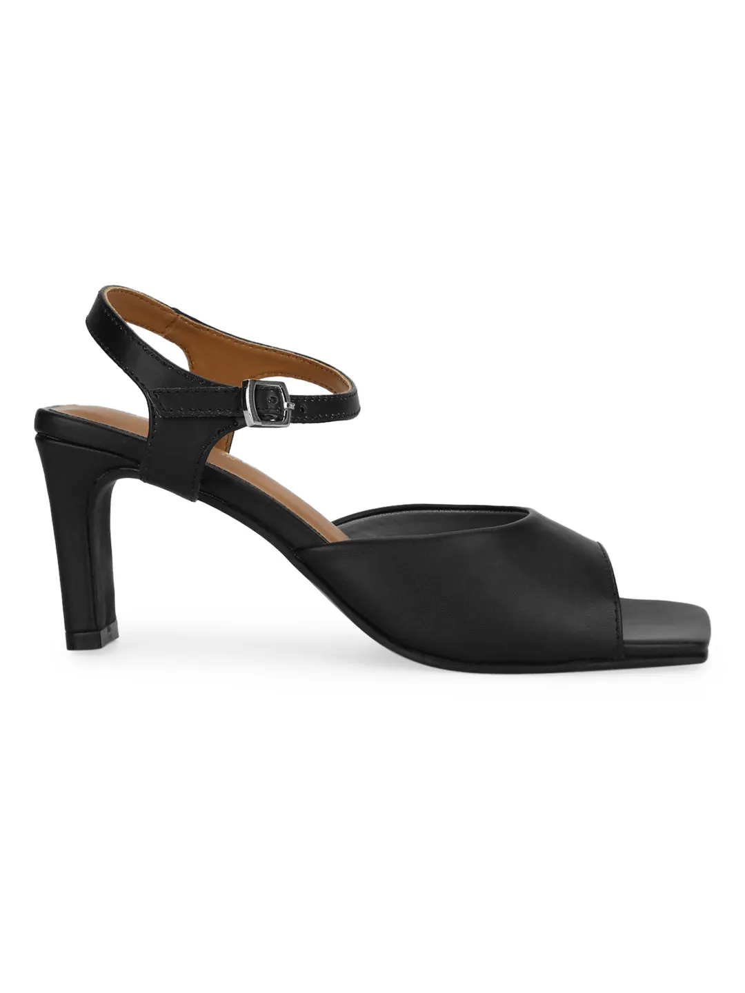 Black PU Slim Block Sandals (TC-ST-1229-BLKPU)