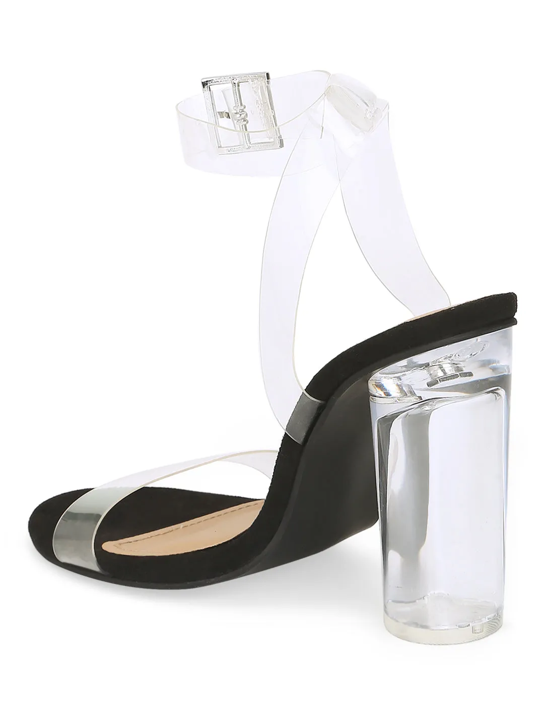 Black Suede Perspex High Block Heels (TC-RLST27-BLK)