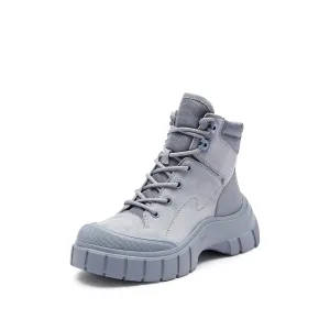 Blue Suede ST Key Platform Lace Up Boots