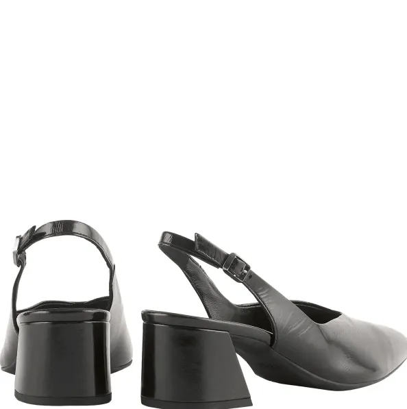 Calla Block Heel Sling Back Shoe Black Patent