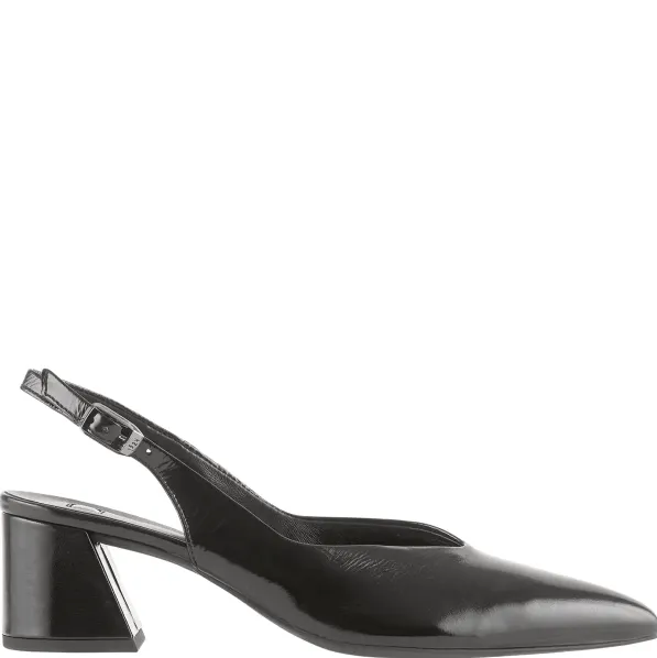 Calla Block Heel Sling Back Shoe Black Patent