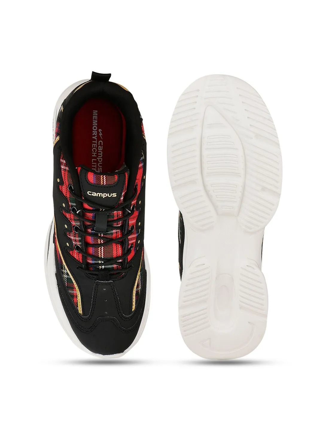 Campus Women Black Mesh Running Shoes