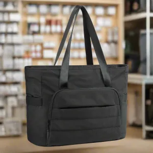 Danoz Fashion - Black Versatile Women's Gym Tote Bag with Yoga Mat Strap - 18L Carryall, Fits 15.6 Laptop, Multi-Pocket Organizer