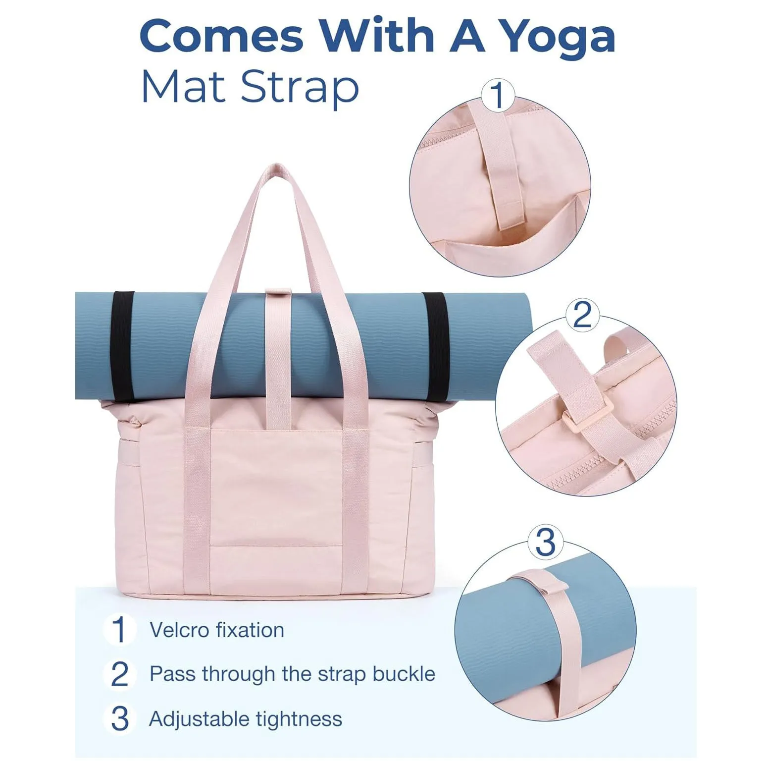 Danoz Fashion - Light Tan Versatile Women's Gym Tote Bag with Yoga Mat Strap - 18L Carryall, Fits 15.6 Laptop, Multi-Pocket Organizer