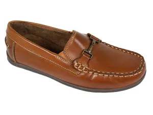 Florsheim 23876 Leather Boy's Shoe - Driving Bit Loafer - Saddle Tan
