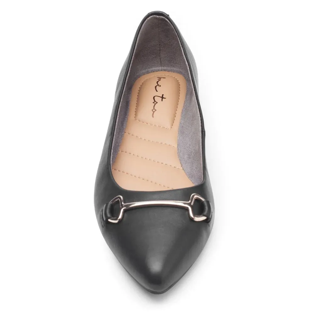 Graca Black Leather Me Too Ballet Flats