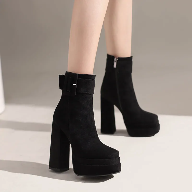Greer Black Suede Platform Boots