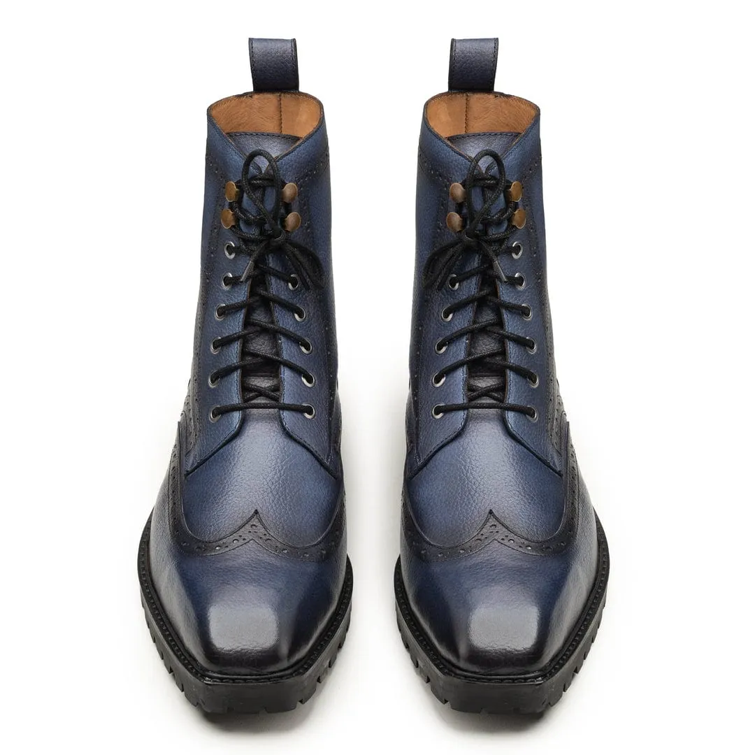 Handmade Custom Pebble Grain Calf Leather Boots For Men
