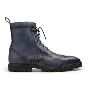 Handmade Custom Pebble Grain Calf Leather Boots For Men