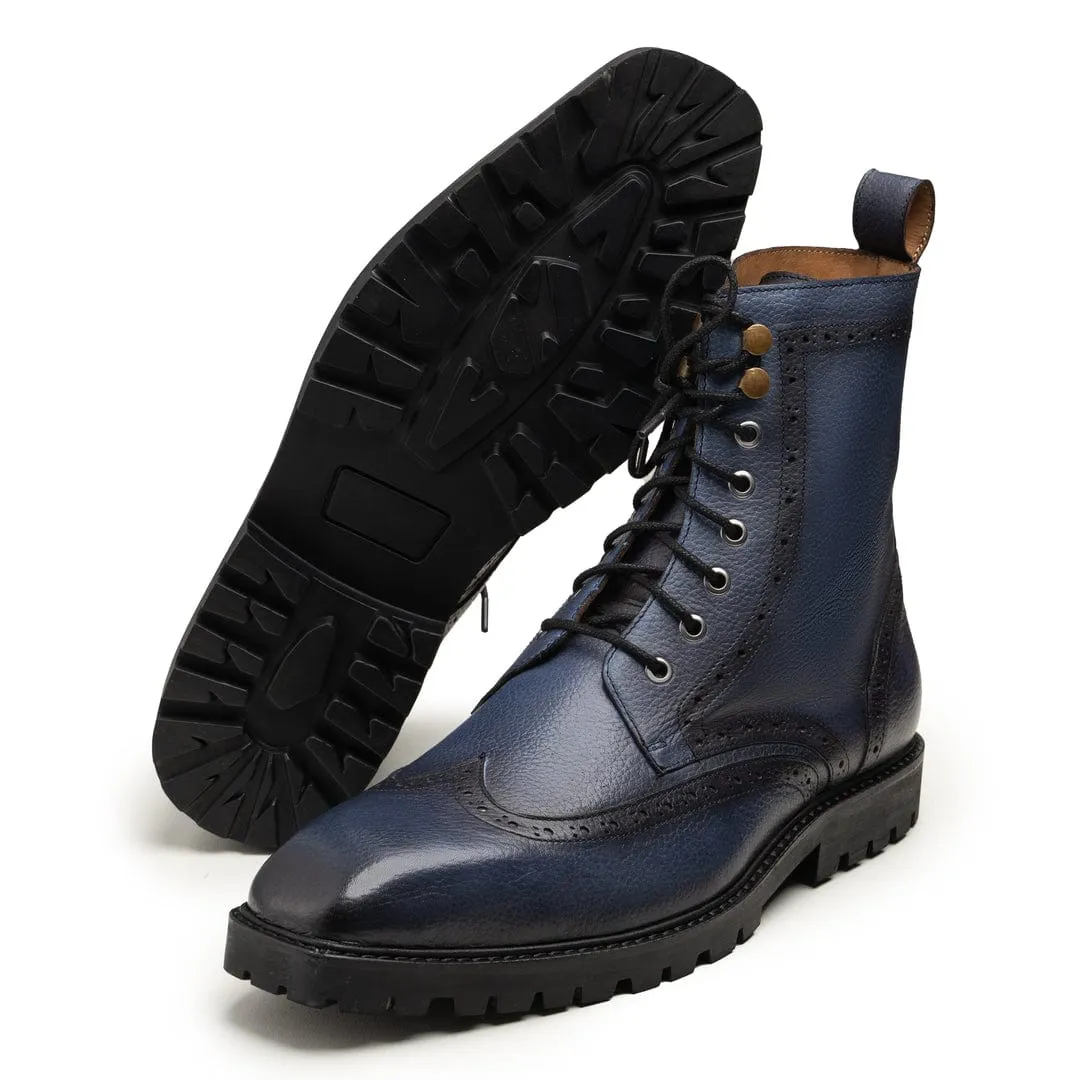 Handmade Custom Pebble Grain Calf Leather Boots For Men