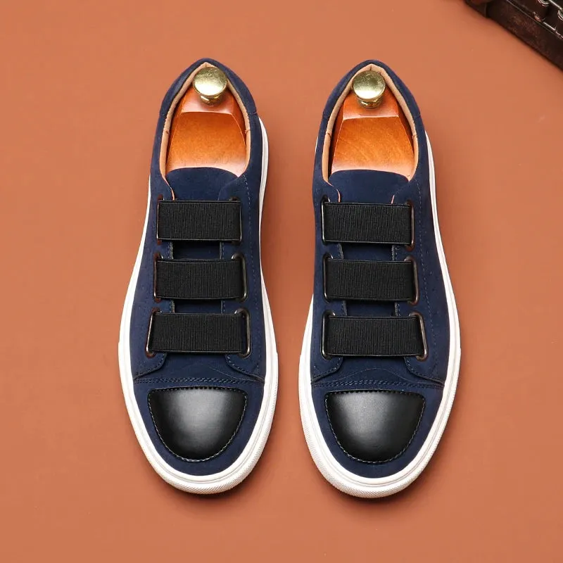 Hnzxzm Fashion Men's Skateboard Shoes Men Casual Slip-on Leather Shoes Mens Outdoor Driving Flats