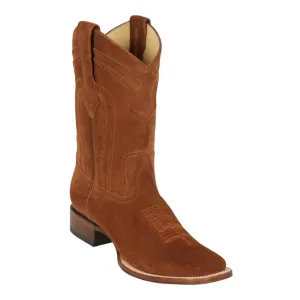 Los Altos Boots Mens #8226603 Wide Square Toe | Genuine Suede Boots | Color Cognac