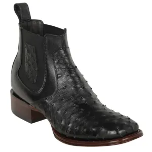 Los Altos Boots Mens #82BVG8251 Ankle Boot Wide Square Toe | Style Ostrich Boots | Color Black