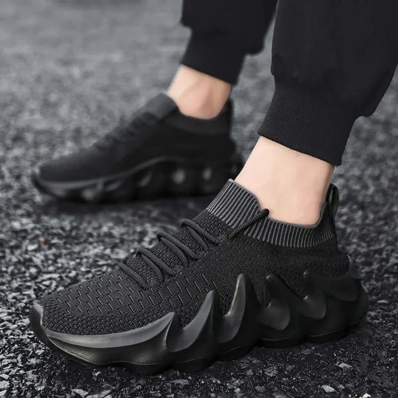 Men's Breathable Mesh Slip-On Sneakers with Wavy Sole