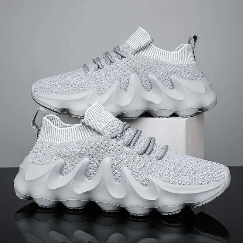 Men's Breathable Mesh Slip-On Sneakers with Wavy Sole