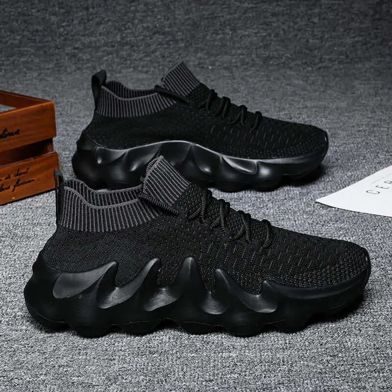 Men's Breathable Mesh Slip-On Sneakers with Wavy Sole