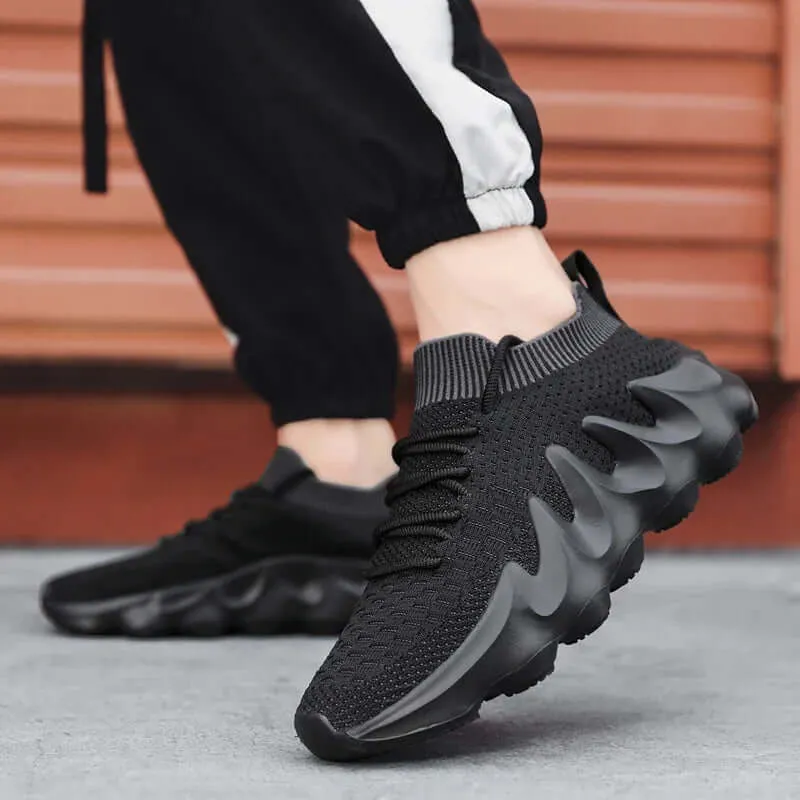Men's Breathable Mesh Slip-On Sneakers with Wavy Sole