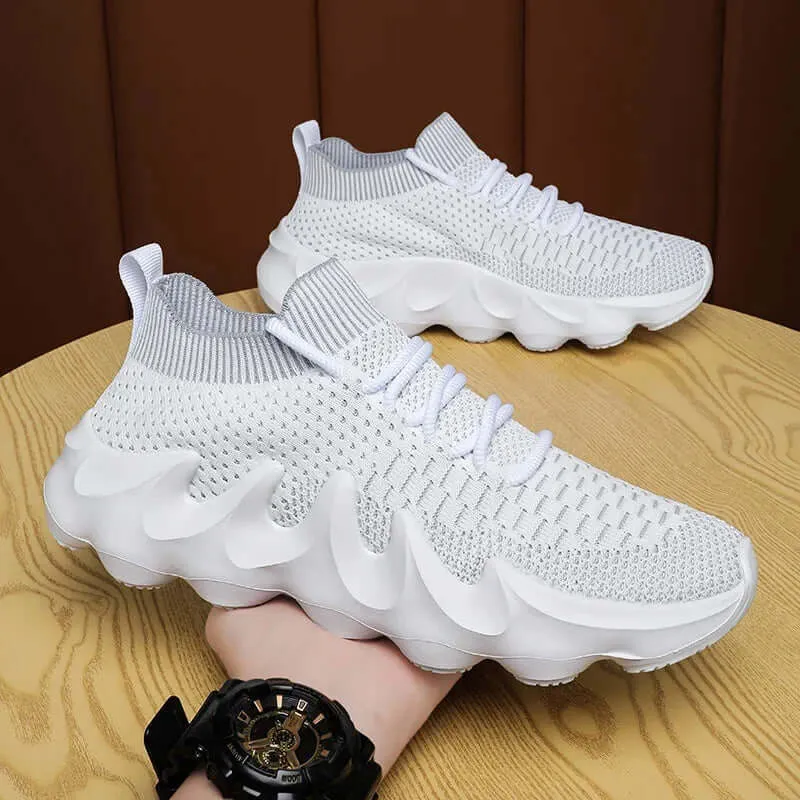 Men's Breathable Mesh Slip-On Sneakers with Wavy Sole