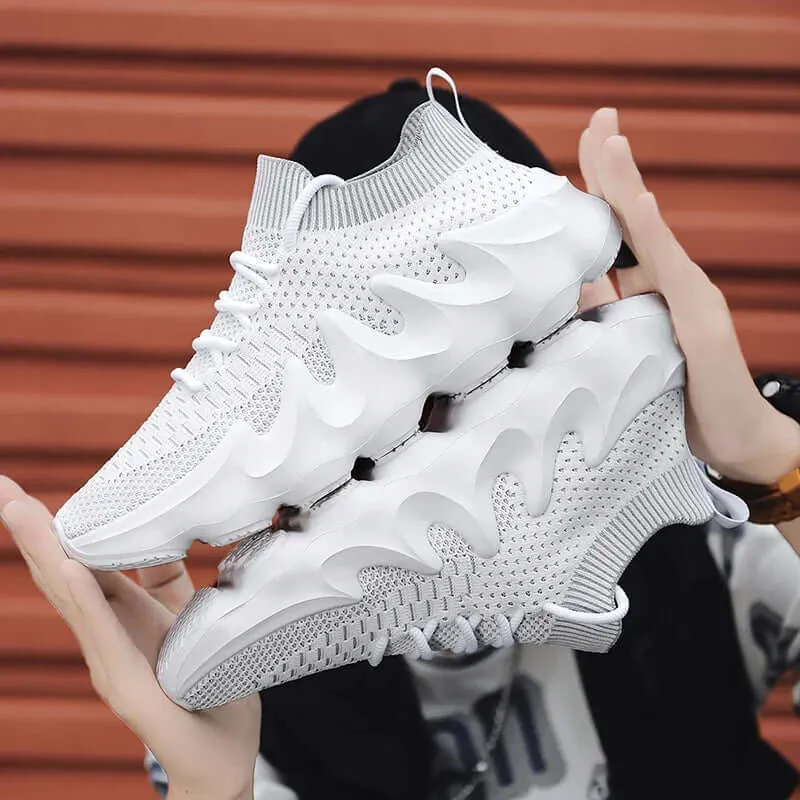 Men's Breathable Mesh Slip-On Sneakers with Wavy Sole