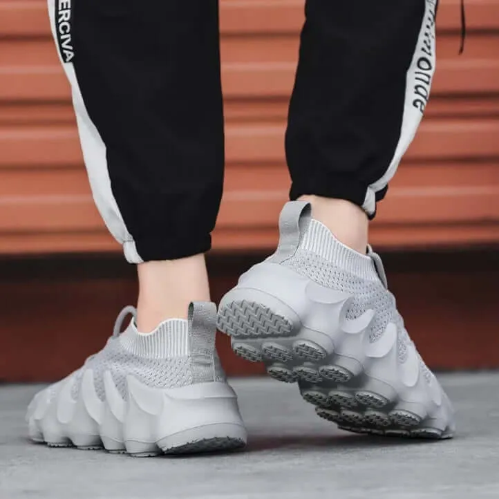 Men's Breathable Mesh Slip-On Sneakers with Wavy Sole