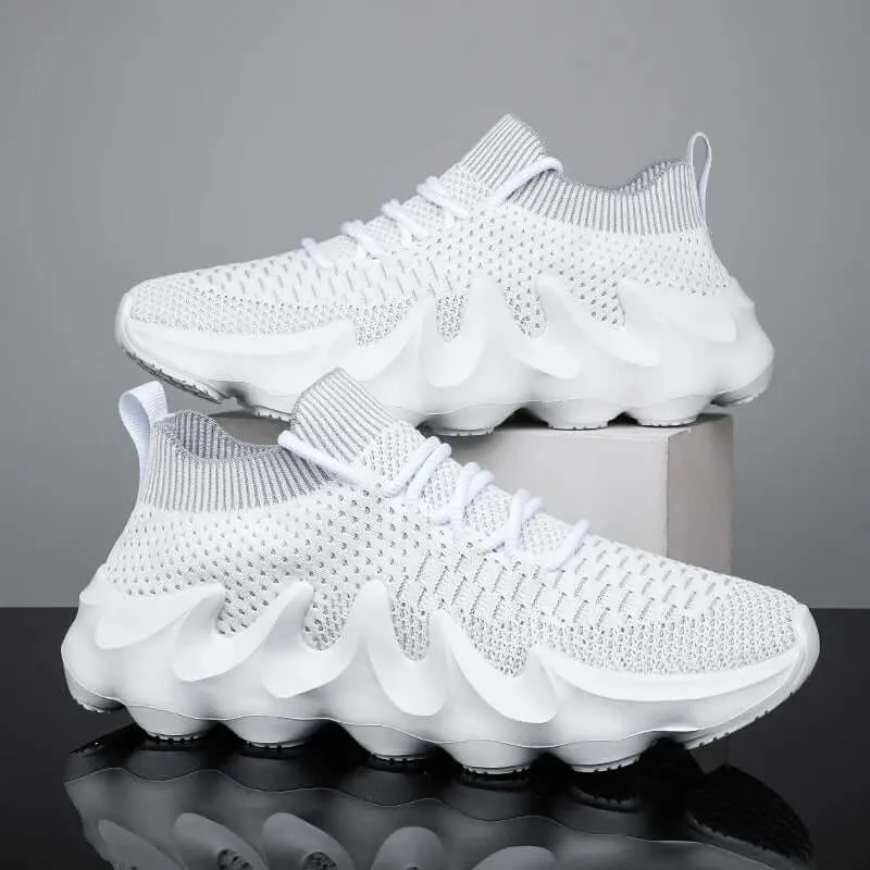 Men's Breathable Mesh Slip-On Sneakers with Wavy Sole